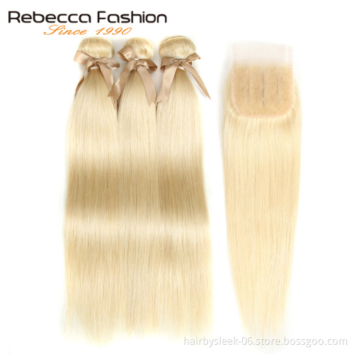 Rebecca 613 Blonde Straight Weave Raw 100% hair 10-24 inches cheap common grade virgin human hair bundles human hair extension